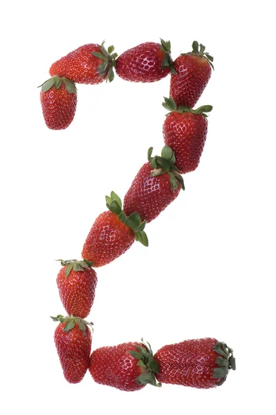 孤立在白色背景上的新鲜和美味草莓数字 — 图库照片
