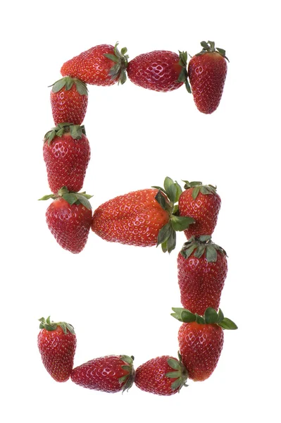 Fresh and tasty strawberry digit isolated on white background — Stock Photo, Image
