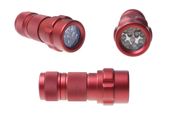 3 red flashlight isolated on white — Stock Photo, Image