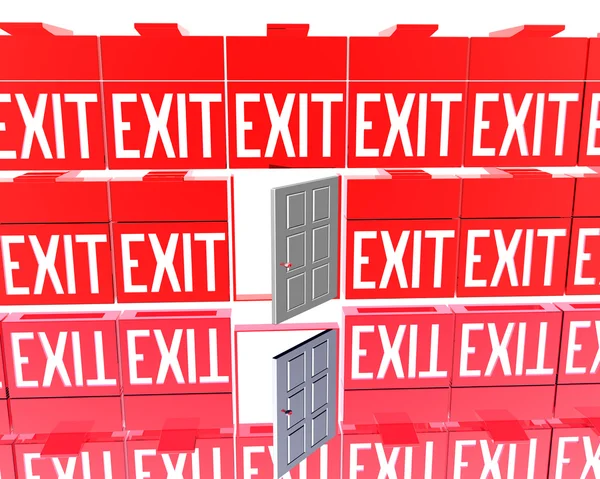 3D exit red signs isolated on a white Stock Photo