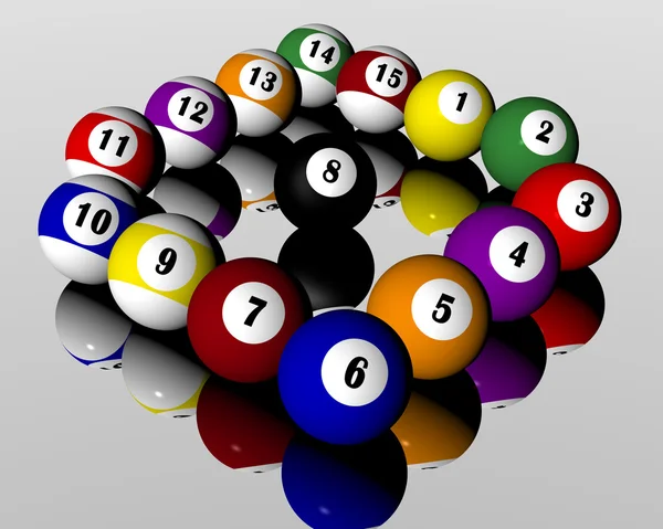 Tizenöt pool billiard labdák Stock Kép