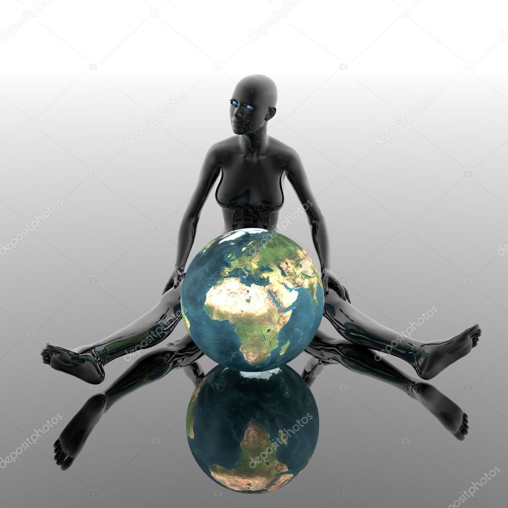 Голая девушка с землей в 3D стоковое фото ©Alperium 1883370