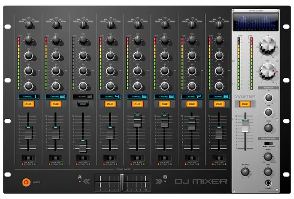 Eight-Channel Mixer — Stock Vector