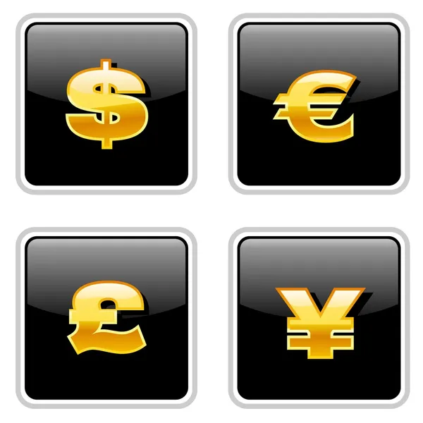 Iconos de moneda dorada — Vector de stock