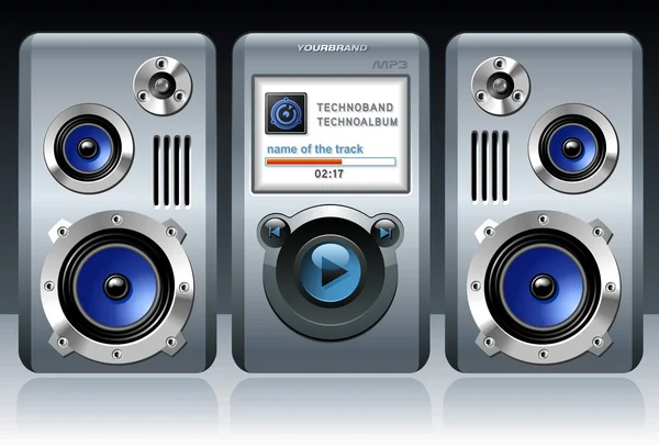 Lettore MP3 multimediale con altoparlanti — Vettoriale Stock