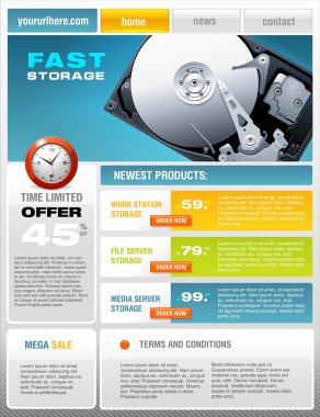 Hard Disk promotional web-site template clipart