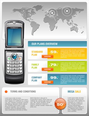 Telecom provider flyer with cellphone clipart