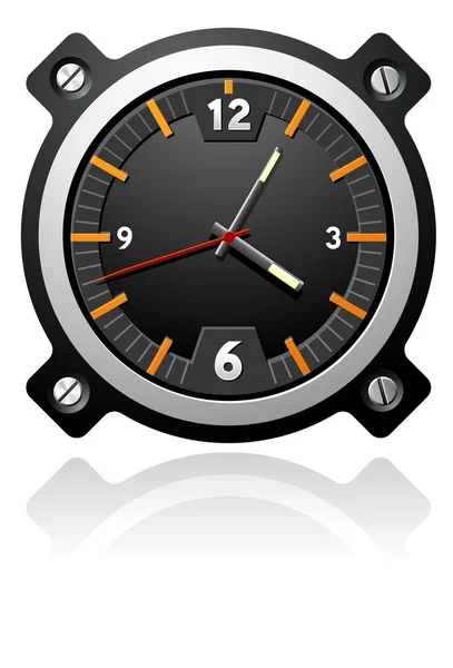 Uhr mit schwarzem Zifferblatt — Stockvektor