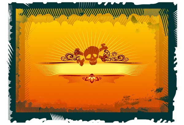 Cráneo Grunge Banner — Archivo Imágenes Vectoriales