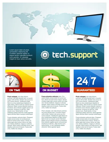 Tech podporu brožura obal — Stockový vektor