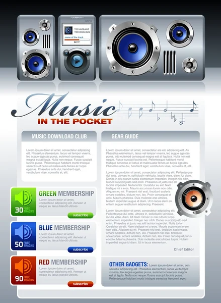 Modelo ou folheto da web relacionados com a música — Vetor de Stock