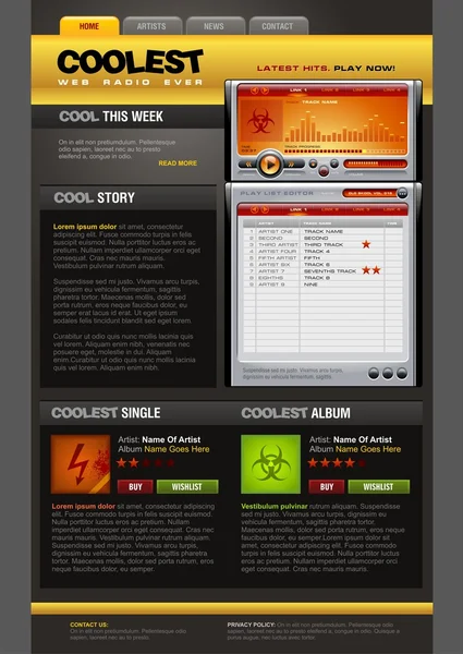 Modelo de design de web de rádio de música — Vetor de Stock