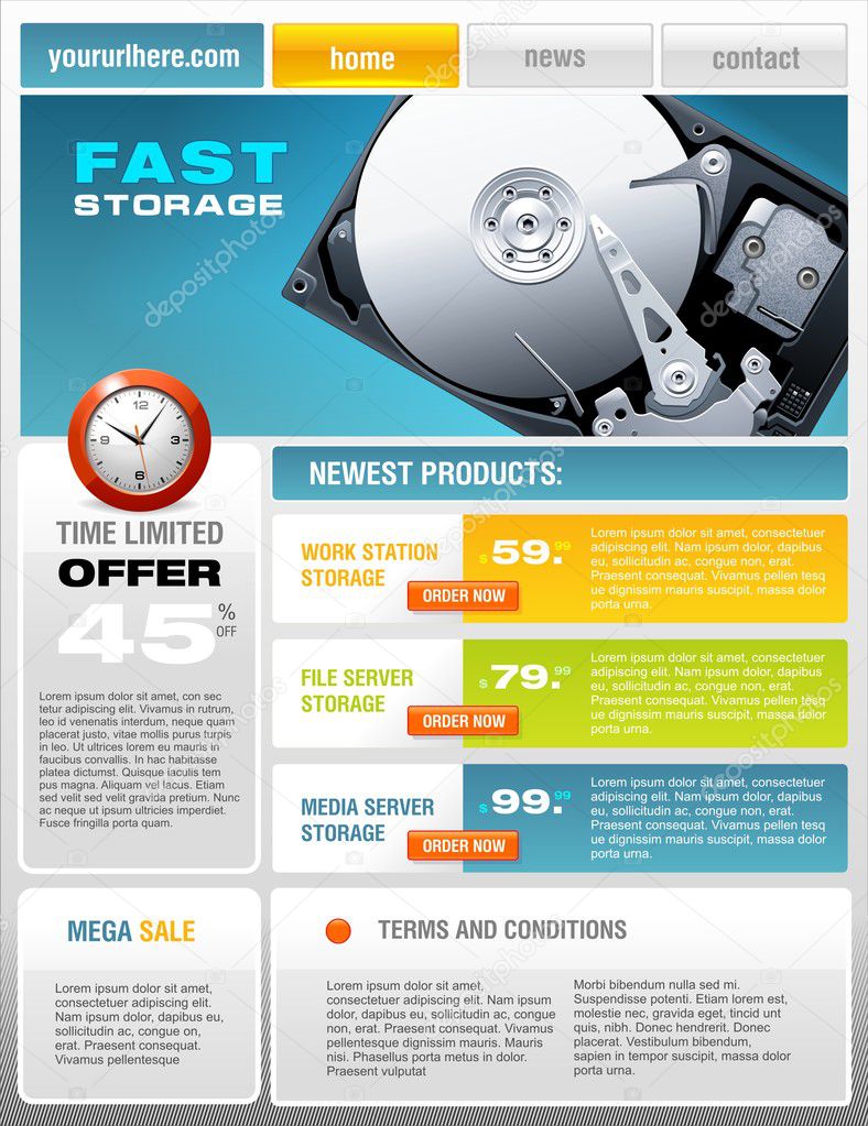 Hard Disk promotional web-site template