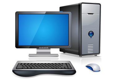Realistic computer workstation clipart