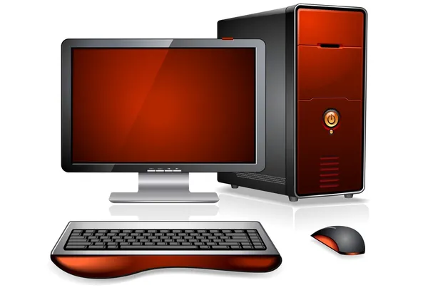 Computer desktop realistico — Vettoriale Stock