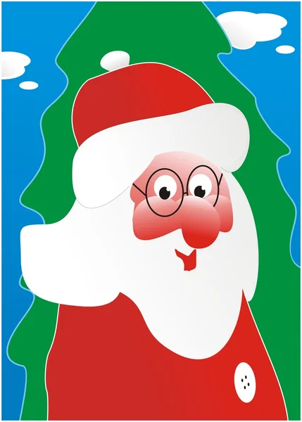 Santa Claus y un árbol de piel verde — Archivo Imágenes Vectoriales