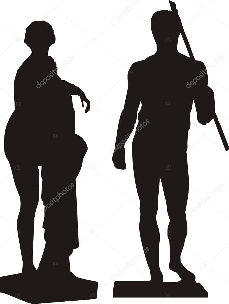 Vector silhouettes of antique statues