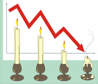 Crisis. The diagram with candles. clipart