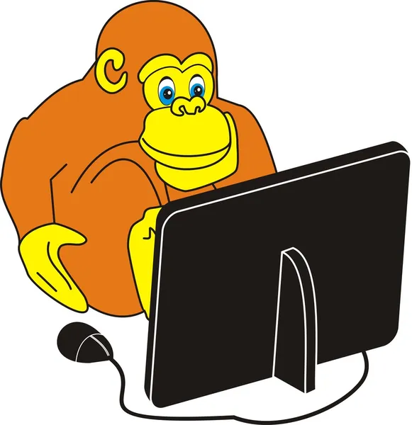 Μαϊμού και ο υπολογιστής — Διανυσματικό Αρχείο