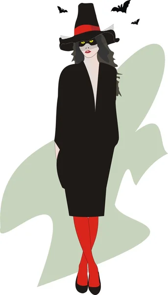 Halloween. The woman in suit of witch. — Stock Vector