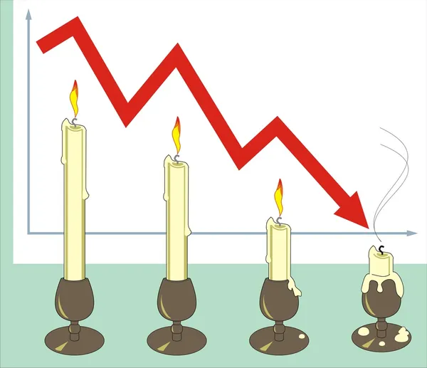 Crisis. The diagram with candles. — Stock Vector