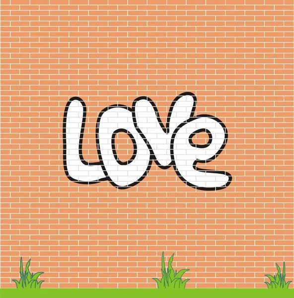 Love on brick wall — Stock Vector