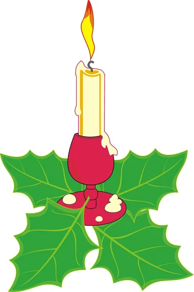 Рождественская свеча в подсвечнике — стоковое фото