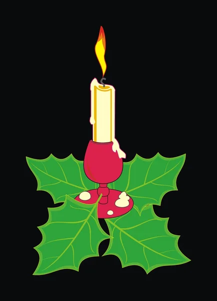 Vela de Navidad en un candelero — Vector de stock