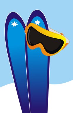 Ski and ski glasses. clipart