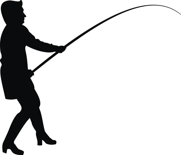 Donna in pesca . — Vettoriale Stock