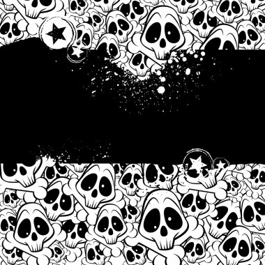 Vector background filled with skulls clipart