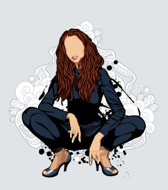 Thin sexy girl on bizarre background clipart