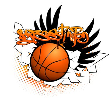 Basketball graffiti image clipart