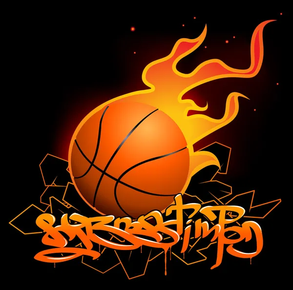 Imagen de graffiti de baloncesto — Vector de stock
