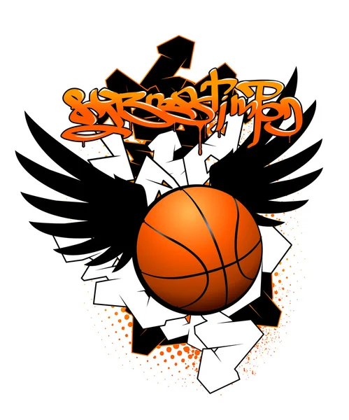 Basketbal graffiti obraz — Stockový vektor