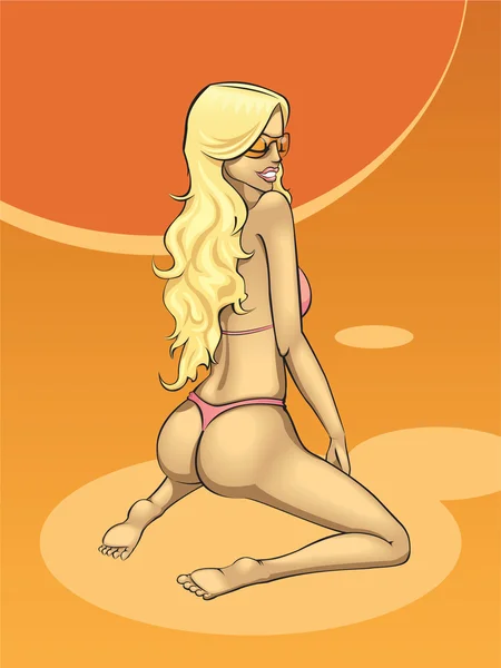 Fille brûlée de soleil sexuelle — Image vectorielle