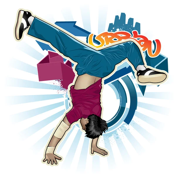 Δροσερή εικόνα με breakdancer — Διανυσματικό Αρχείο