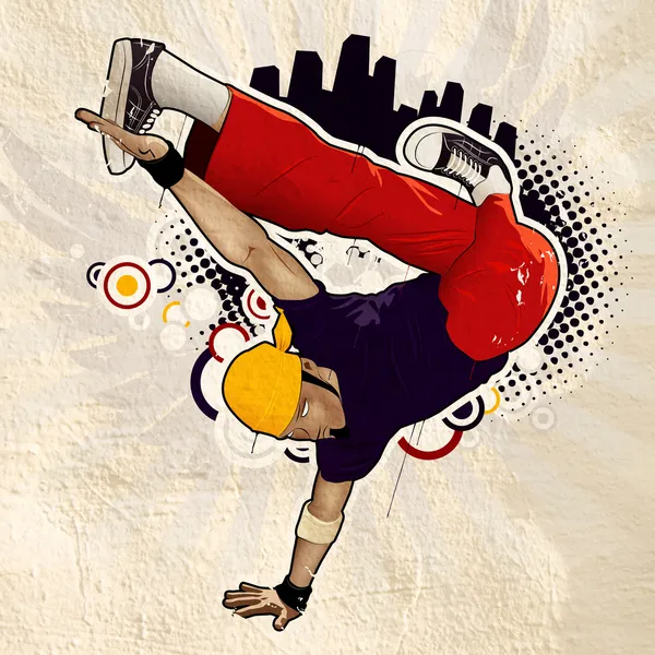 Δροσερή εικόνα με breakdancer στον τοίχο — Φωτογραφία Αρχείου