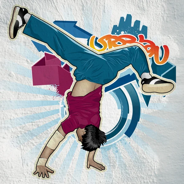 Cool image with breakdancer on the wall — Stock Photo, Image