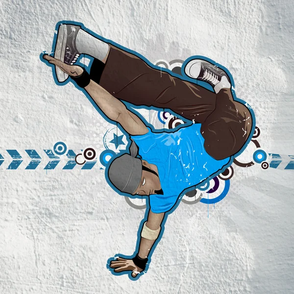 Immagine fredda con breakdancer sul muro — Foto Stock