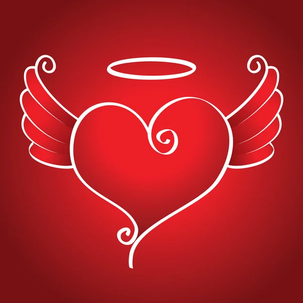 Corazón bondadoso con alas — Vector de stock