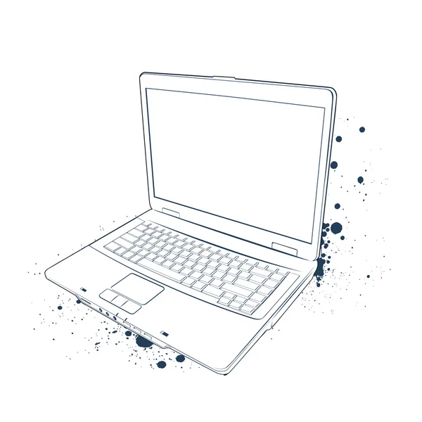 Szkic laptopa — Wektor stockowy