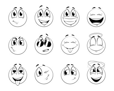 Set of positive smiles-balls clipart