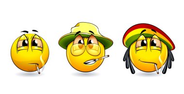 Set of smoking smiles-balls clipart