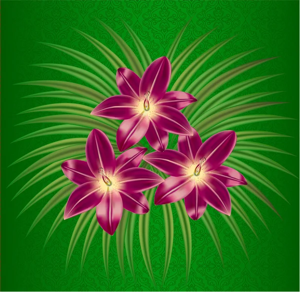 Three purple lilies — Stock Vector