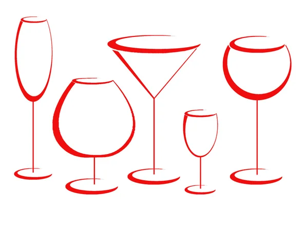 Cinque bicchieri da vino — Foto Stock