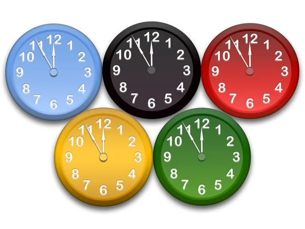The Olympic clocks — Stock Photo, Image