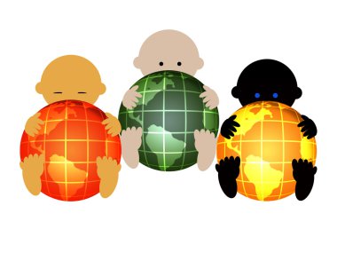 Three international babies clipart