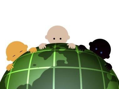 Three internationality babies clipart