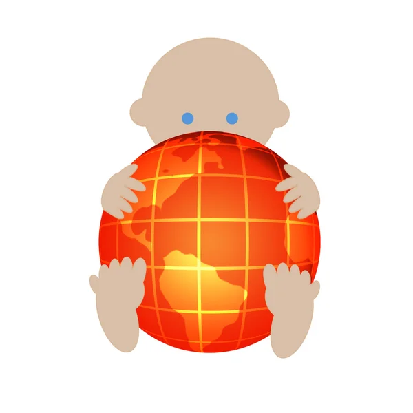 Bébé avec globe — Photo